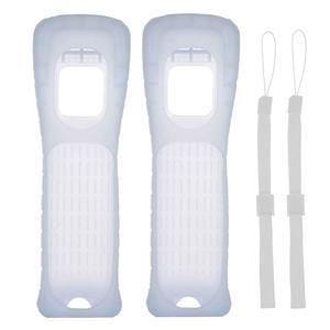 Lactivx Wii 리모컨용 손목 스트랩이 있는 2X 실리콘 케이스 커버 (화이트)