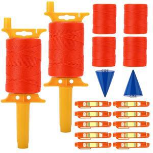 핸들이 있는 Hokoad 2 팩 메이슨 라인, 레벨에 내장된 10개의 롤 540피트 리로드 가능한 라인 릴 4개, 카이트 트위니 스트링용 플럼 밥 브레이드 컨스트럭션 나일론 2개, 공구(주황색 6세트)