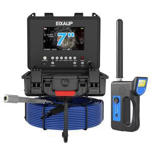 512Hz 로케이터, 100피트/30미터, 7인치 IPS 1080P 모니터, 거리 카운터, 12개의 조절 가능한 조명, DVR 및 32GB 카드가 장착된 EIXAUP 하수구 카메라 셀프 레벨링 기능