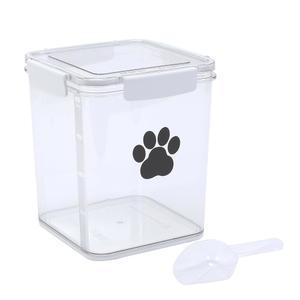 Lolytama 4L 반려견 사료 보관 용기, 버클 잠금 뚜껑 및 숟가락이 있는 밀폐형 반려동물 플라스틱 고양이 사료통 BPA 프리, 개, 고양이, 새 씨앗용 간식 용기 - 밝은 흰색