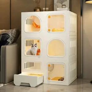 고양이 케이지 대형 펜스 숨숨집 복층 실내 타원형 집 캣타워 놀이터 고양이집