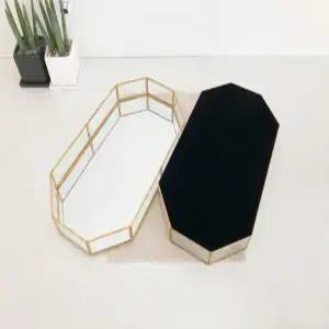 골드 화장대정리 트레이 L사이즈 좌식화장대정리함 골드팔각트레이 팔각거울