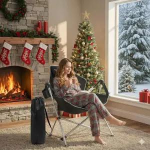 무스 메도즈 해먹 캠핑 의자 - 접이식 스윙 의자(헤드레스트 및 컵 홀더 포함) 300파운드 지지대 통기성