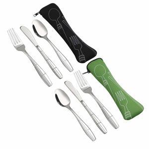 이글례 2세트 휴대용 캠핑 커틀러리 케이스, 6피스 스테인리스 여행용 은식기 나이프 포크 스푼