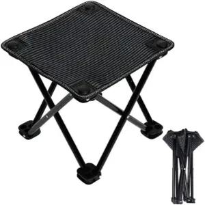 야외 해변 하이킹 낚시용 휴대용 접이식 캠핑 의자 높이 13.5인치 가방 포함 (블랙)