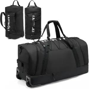 신발 수납공간이 있는 팬월리 85L 100L 대형 롤링 더플백 30인치 확장 및 접이식 헤비 듀티 방수 여행 백팩