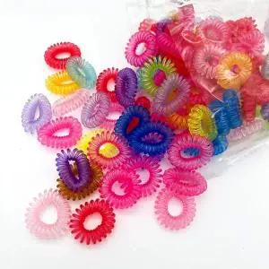 스프링 전화선 머리끈 소형 컬러 1p