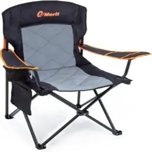 EMERIT 오버사이즈 패딩 캠핑 의자 팔이 달린 350파운드 헤비 듀티 쿼드 폴드 허리 지지대가 있는 접이식