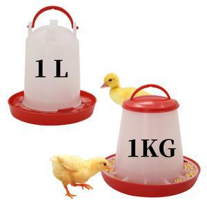 1Kg 가금류 먹이통 급수기 음식 디스펜서 공급 용기 자동 조류 병아리 급이통