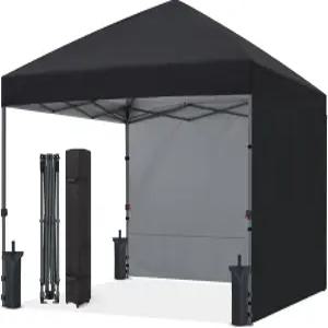 ABCCANOPY 야외 햇빛 차단 또는 비 보호를 위한 2개의 측벽이 있는 캐노피 텐트 쉽게 팝업 10x10 검은색
