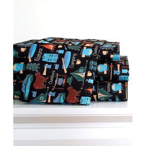 레트로 캠핑 프린트가 있는 레이크사이드 컬렉션 캠핑장 3종 시트 세트 - 트윈