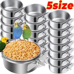 스테인리스 스틸 모이통 앵무새 토끼 햄스터 물통 걸이식 클램프형 그릇 케이지 사료 홀더