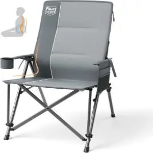 허리 지지대가 있는 TIMBER RIDGE 오버사이즈 캠핑 의자 휴대용 접이식 헤비 듀티 하이백 컵 홀더 사이드