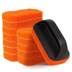 블랙스톤 및 캠프 셰프용 14피스 그리들 청소 키트, 주방, 욕실 청소용 비 스크래치 패드, 업그레이드된 손잡이가 있는 13개의 스크러버 패드가 플랫 탑 그릴 키트