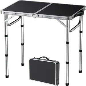 FUNYKICH 2피트 작은 접이식 캠핑 테이블(L22.8인치 xW15.7인치) 높이 조절식 휴대용 피크닉 테이블 3개