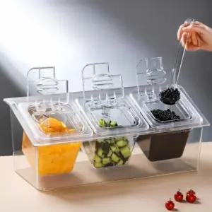 업소용 반찬통 2구 소스통 양념 세트 뷔페 투명