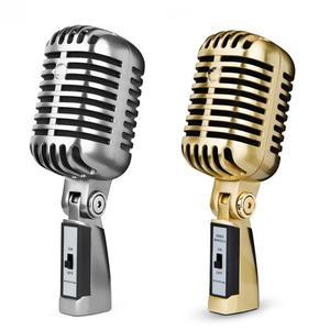 골드 유선 다이나믹 클래식 레트로 XLR 마이크 실버
