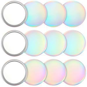 Qunclay 12개 2.76인치 컴팩트 미러 벌크 선물 미니 포켓 미러 홀로그램 아이리데센트 작은 원형 메이크업 유리 지갑 굿이 가방 스터퍼 여성 교사 소녀 파티는 매일 여행을 선호합니다