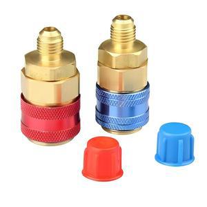 AC R134A 퀵 커플러 커넥터 어댑터 피팅, 하이 로우 매니폴드 황동 에어컨 냉매, 2 개