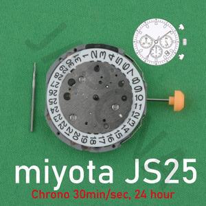 Js25 무브먼트 미요타 시계 일본 스몰 세컨드 크로노그래프, 크로노 30 분/초, 24 시간 날짜