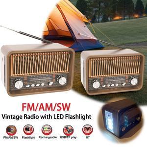 휴대용 FM AM SW 라디오 지원 TF 카드 빈티지 홈 침실 거실 주방