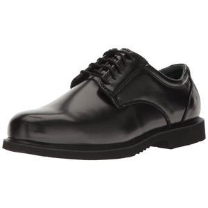 고광택 가죽, 탈착식 컴포트 깔창, 미끄럼 방지 블로우 고무 아웃솔이 특징인 남성용 Thorogood 유니폼 클래식 옥스포드 블랙 드레스 슈즈