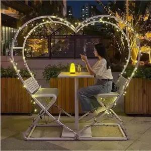 야외벤치 하트 의자 철제 커플 공원 카페 테이블