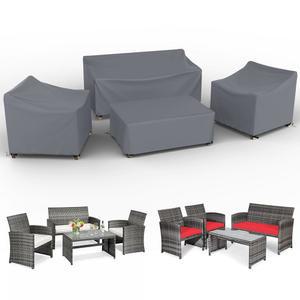 MUTUSHI 파티오 가구 커버 야외 그레이 세트 라지 잔디 4 방수 튼튼한 600D