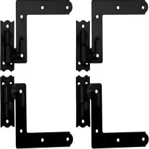 목재 프레임 및 벽돌용 QCAA 스틸 블라인드 셔터 힌지 1-1/16인치 파워 코팅 블랙 4팩(2쌍) 대만산