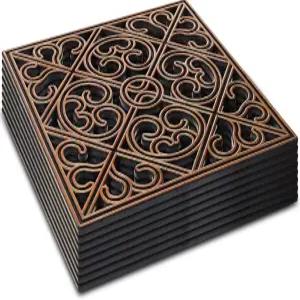 팡다 8개 고무 디딤돌 야외 정원 산책로 12 x 12인치 헤비 듀티 경로 조경 마당 잔디밭(구리 크로스