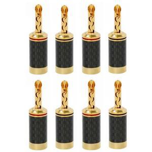 고품질 8 Pcs Hifi BFA 금도금 바나나 플러그 탄소 섬유 오디오 스피커 케이블 커넥터