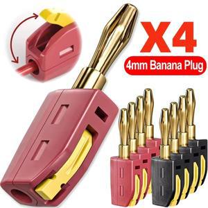 1-4PCS 바나나 플러그 고전류 빠른 연결 금도금 없음 솔더 오디오 구리 스피커 앰프 커넥터