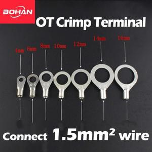 주석 도금 황동 와이어 줄 커넥터 크림프 터미널 링 러그 OT1.5-3 O 타입 1.5mm ² 4mm개