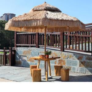 야자수 파라솔 통나무 의자 휴양지파라솔 세트 테이블