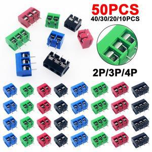 10/50PCS PCB 터미널 블록 커넥터 피치 5.0mm KF301 스트레이트 핀 2P 나사 분류 키트