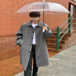 트렌디 하프기장 칼라 트렌치 코트 남사친 춘추 캐주얼 패피3