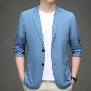 남친 캐주얼 솔리드 얇은 스타일리시 긴팔 재킷 비즈니스 봄가을 정장 상의 패피3