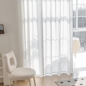 뷰하우스 소프트밀크 쉬폰 커튼 아일렛 민자핀형 나비주름 비침없는 거실 안방 속지 커텐