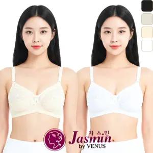 비너스 자스민 여성 노와이어 브라 홑겹 AA A B 가벼운 얇은 풀컵 레이스 여자 살색 흰색 브래지어 JBR1028