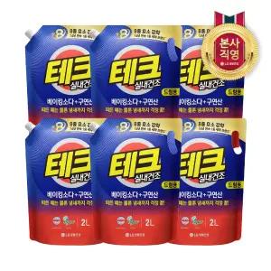 테크 베이킹소다+구연산 실내건조 액체세제 드럼용 리필 2L 6개