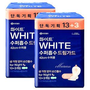 화이트 수퍼흡수 드림가드 수퍼롱 오버나이트 (13+3)16매x2개 / 14+2매 리뉴얼