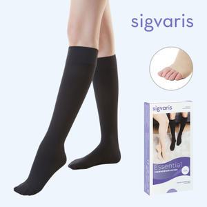 시그바리스 코튼 압박단계 2단계 의료용 압박스타킹 무릎형 블랙 발가락 열림형