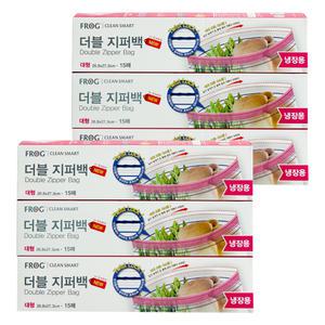 프로그 더블 지퍼백 냉장용 대형, 15매, 6개