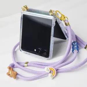 갤럭시 Z플립 7 6 5 5G 길이조절 귀여운 곰돌이 핸드폰줄 어린이 초등학생 목걸이 컬러 스트랩 투명 케이스 제트 지 플립