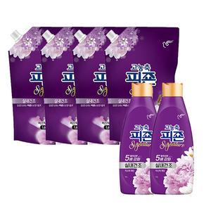 피죤 고농축 시그니처 섬유유연제 용기 미스틱레인, 1L, 2개 + 리필 1.6L, 4개