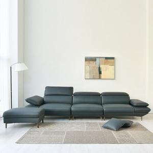 [스코나] 브리프 나파 통가죽 헤드 팔걸이 틸팅 4인 소파(스툴 포함)