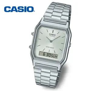 [카시오][정품] CASIO 카시오 스퀘어 듀얼타임 AQ-230A-7A 공용 남성 빈티지 메탈시계