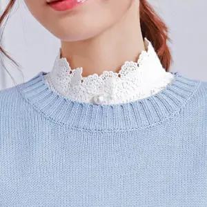 베니루 여성 프릴 차이나 넥케이프 레이스 페이크카라