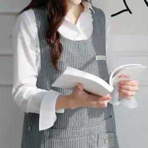 [한스갤러리] 모던 스트라이프 어린이집 앞치마 유치원 보육 교사 앞치마 FREE