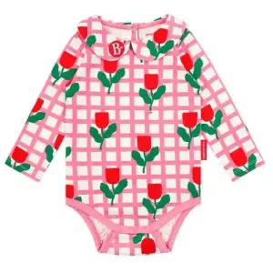 [롯데백화점]베베드피노 올 오버 튤립 체크 베이비 터번 바디수트 세트_BP41ST268-N